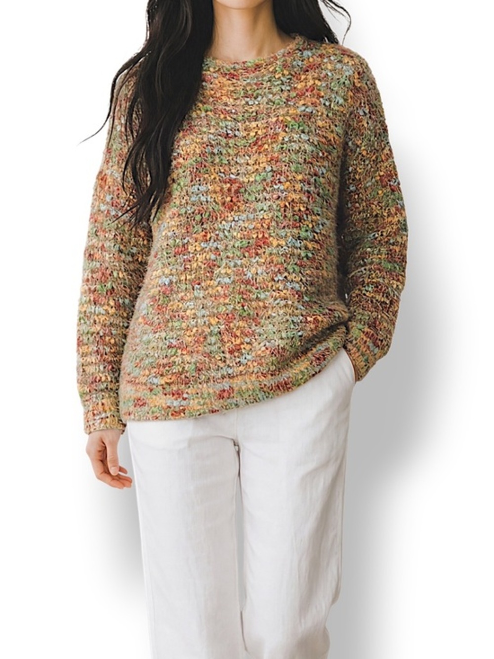 Anthropologie La Fee Verte Sweater Popcorn Knit Chunky Confetti Eyelash Yarn S